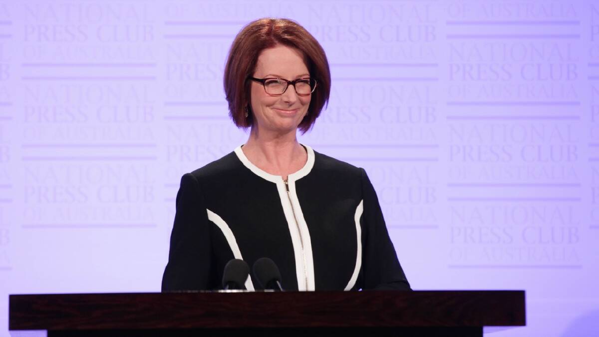 Prime Minister Julia Gillard after announcing today an election would be held on September 14. Photo: Alex Ellinghausen 