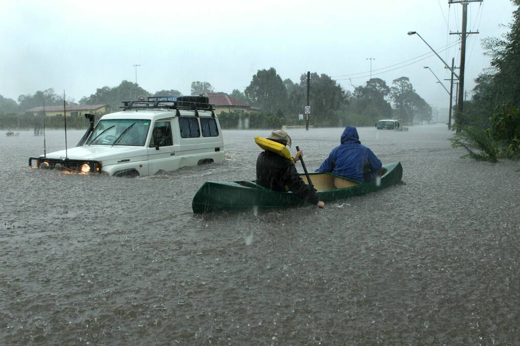 Flooding at Dapto in March, 2011. Picture: ORLANDO CHIODO