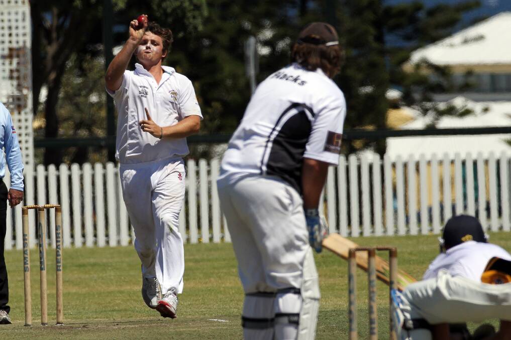 Helensburgh’s Christian Lewis took two wickets as the premiers thrashed Port Kembla by seven wickets at King George Oval.  Picture: GREG TOTMAN