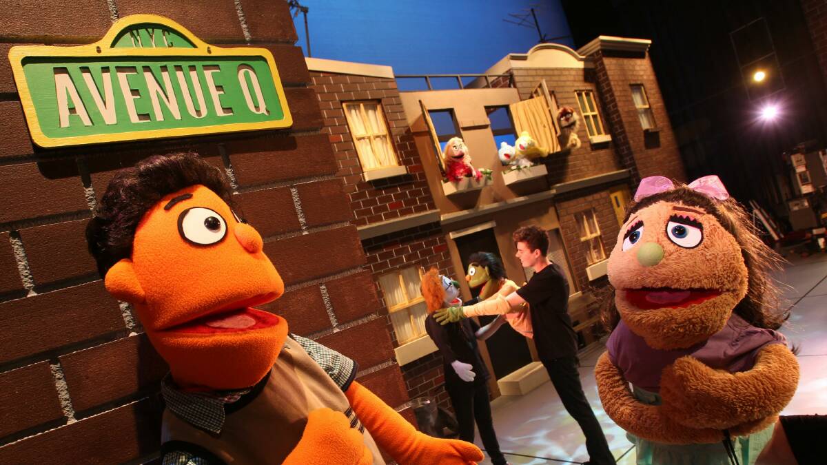 Puppets and puppeteers in the Sesame Street adults only spoof, Avenue Q. Picture: KEN ROBERTSON