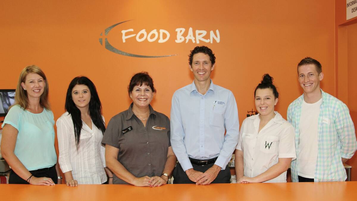Kristy Duffy, Ebony Gorwood, Gally Dakers, Peter Buckley, Brianna Goodwin and James Royal at the first Rising Leaders Program community mentoring breakfast at the House of Hope Food Barn at Kemblawarra. Picture: GREG ELLIS