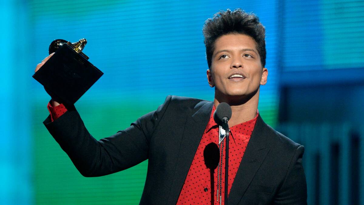Bruno Mars with his Grammy for Best Pop Vocal Album. Picture: GETTY IMAGES