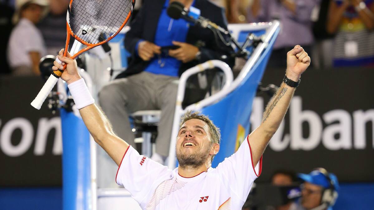 Stanislas Wawrinka celebrates his Australian Open victory over Rafael Nadal. Picture: GETTY IMAGES