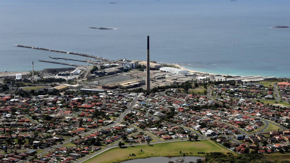 The Port Kembla stack and surrounds. Picture: ROBERT PEET