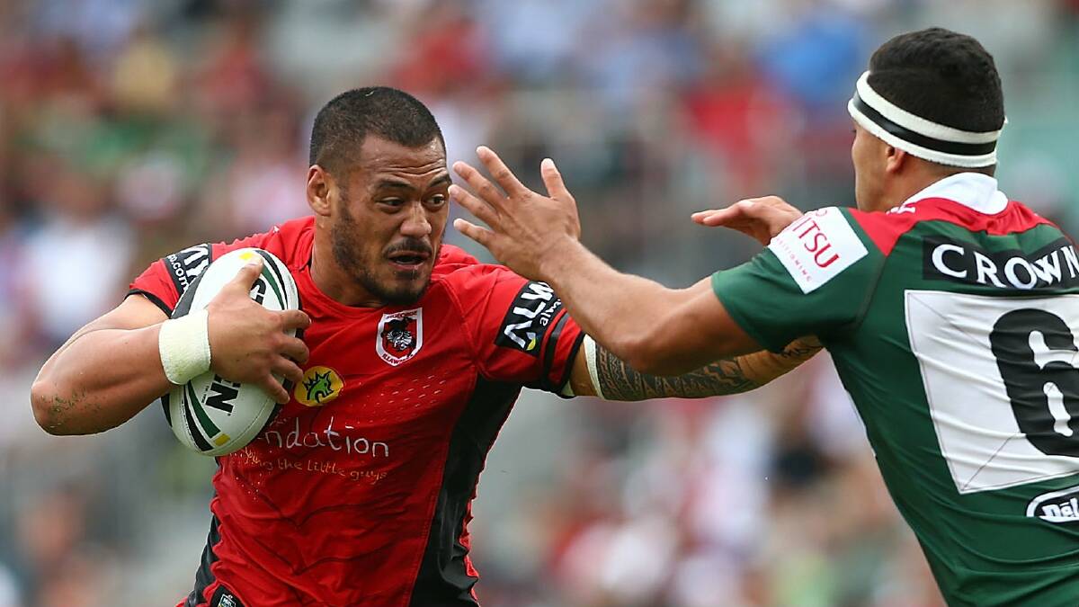 Leeson Ah Mau attempts to break clear of a tackle in the Charity Shield last weekend. Picture: GETTY IMAGES
