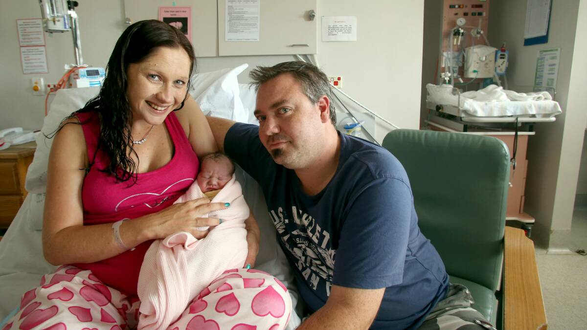  Jessica Rapps and Garry Rickards of Unanderra with their new daughter, Jasmine Rickards, who is Illawarra's first Australia Day baby born at Wollongong Hospital. Picture: ADAM McLEAN
