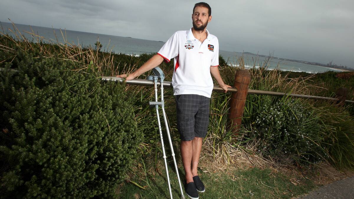 Rhys Martin is on crutches after tearing an anterior cruciate ligament. Picture: KEN ROBERTSON