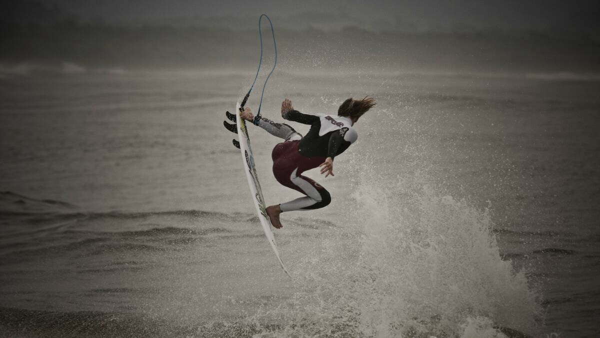 Surf professional Owen Wright in action during the filming of RAW The Movie. Picture: COHAN BANFIELD