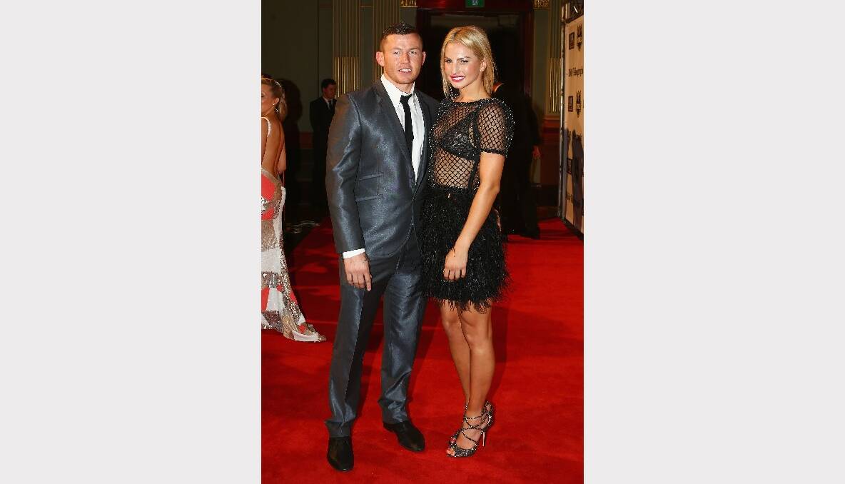 Todd Carney of the Sharks with his girlfriend Lauren Eagle. Picture: GETTY IMAGES