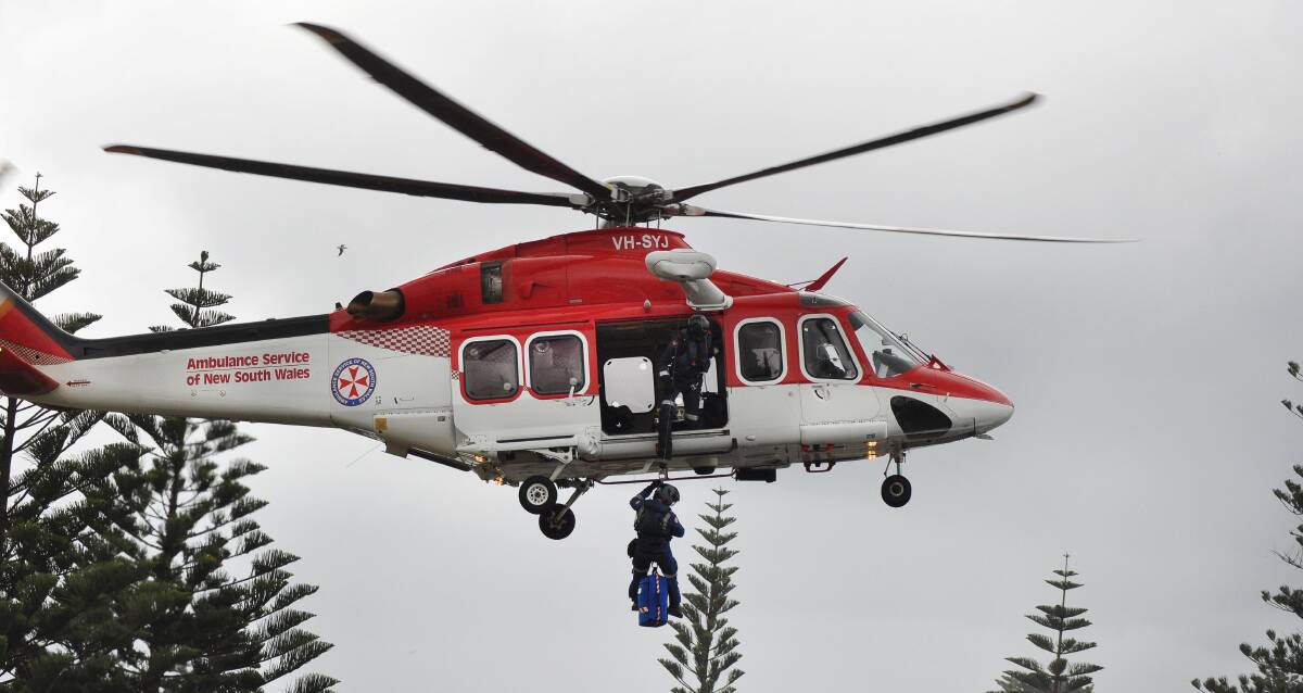 The NSW ambulance rescue helicopter. Picture: DAVID HALL