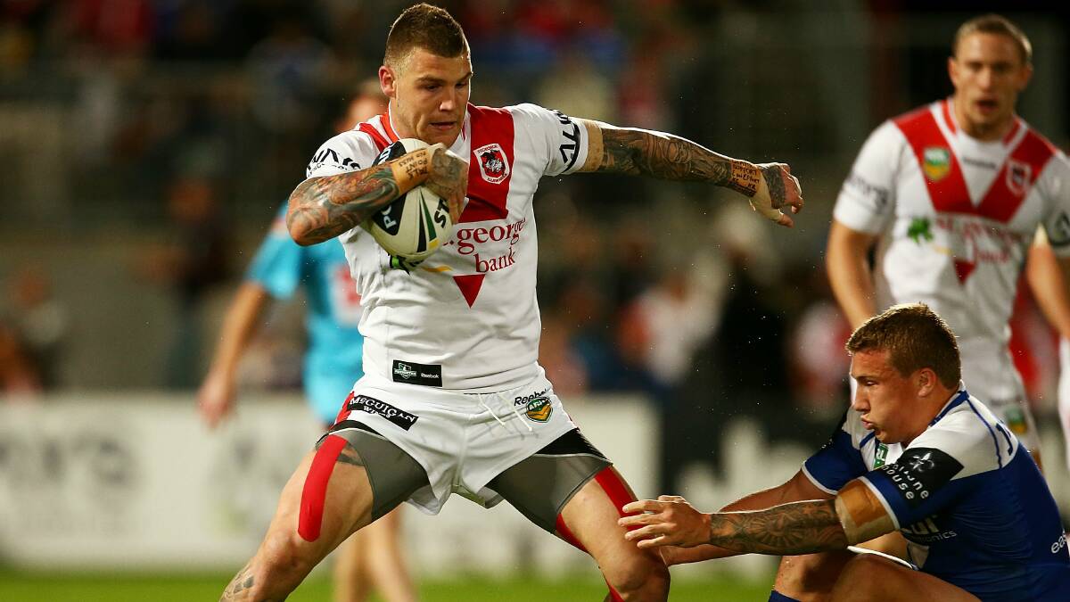 Josh Dugan in action for the Dragons against the Bulldogs. Picture: GETTY IMAGES