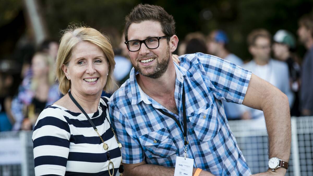 Wollongong film producer Kieran Cato with his mother Maura Cato at Tropfest. Picture: KELLIE LAFRANCHI