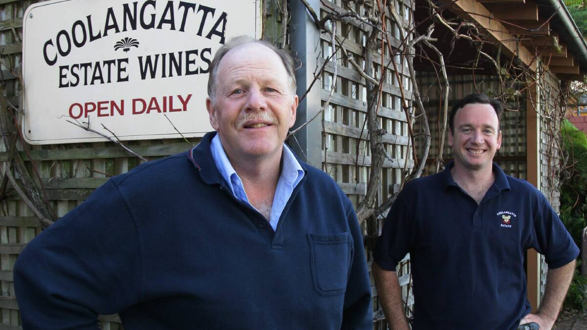 Greg Bishop and Ben Wallis from Coolangatta Estate winery. Picture: GREG TOTMAN