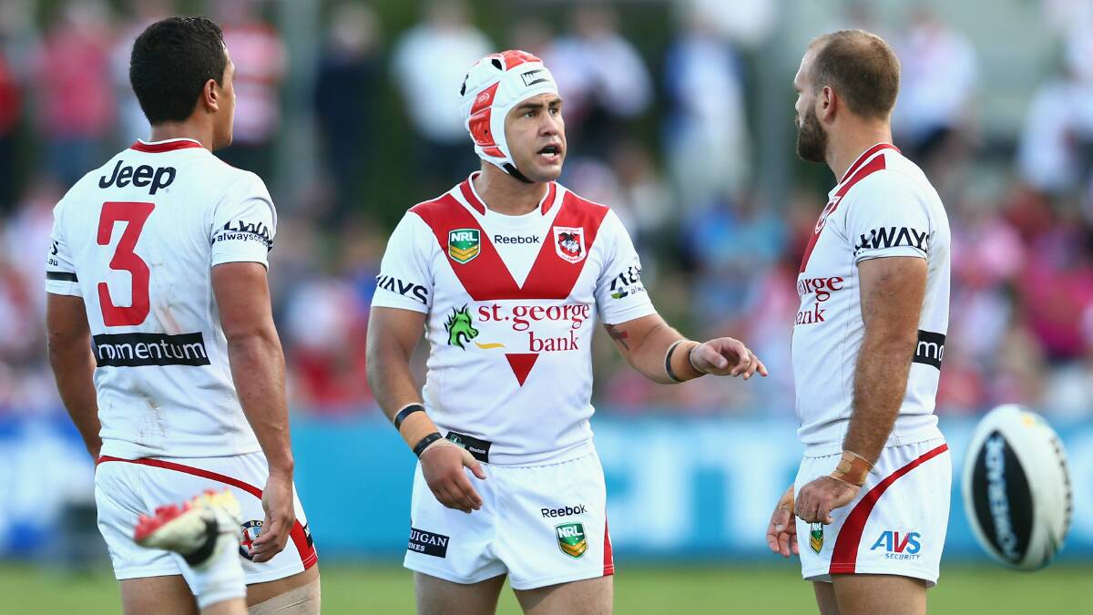  Dragon Jamie Soward gives the game plan. Picture: GETTY IMAGES