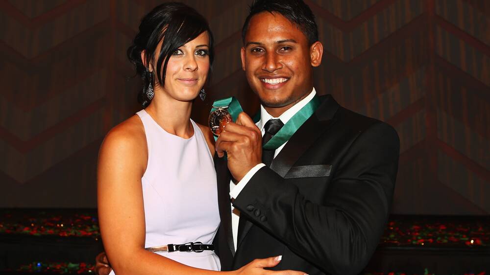 Ben Barba with his partner Ainsley Curry. Picture: GETTY IMAGES