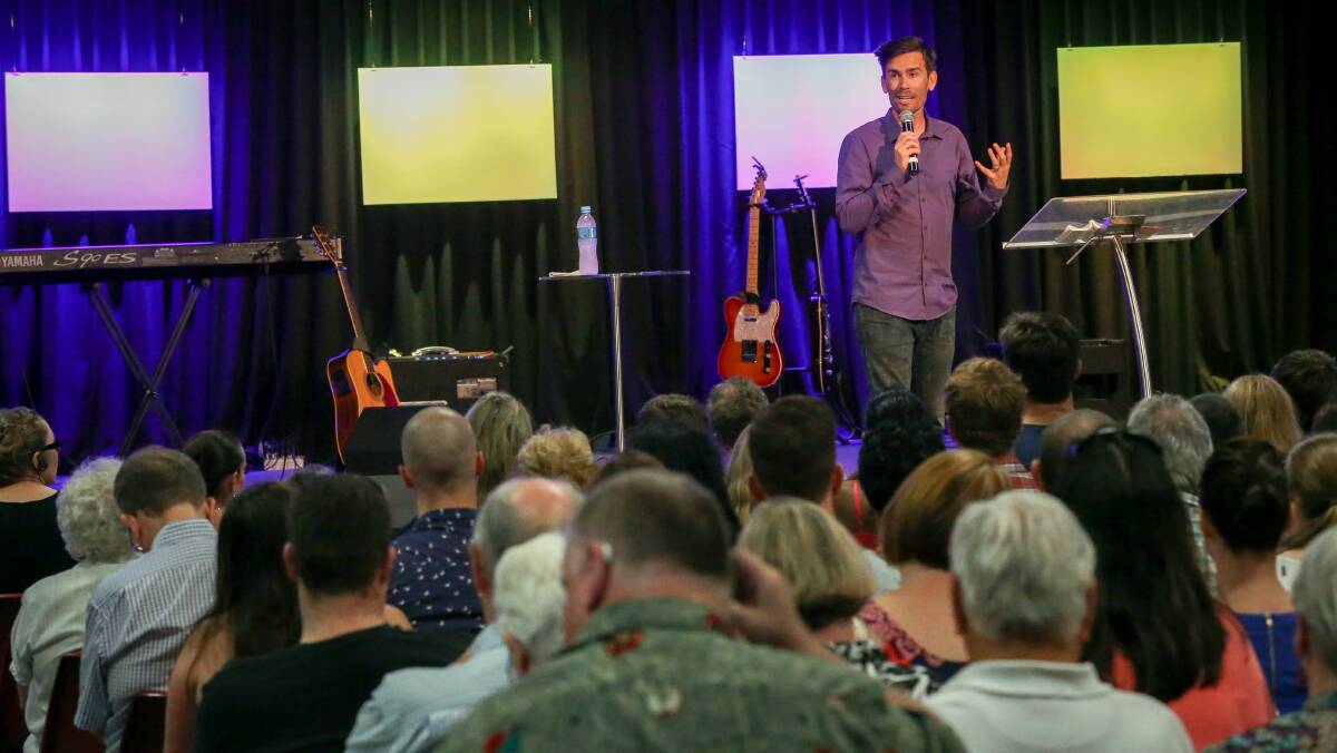  US pastor Craig Gross, of the XXXChurch, delivers the Illawarra's first "Porn Sunday". Picture: ADAM McLEAN