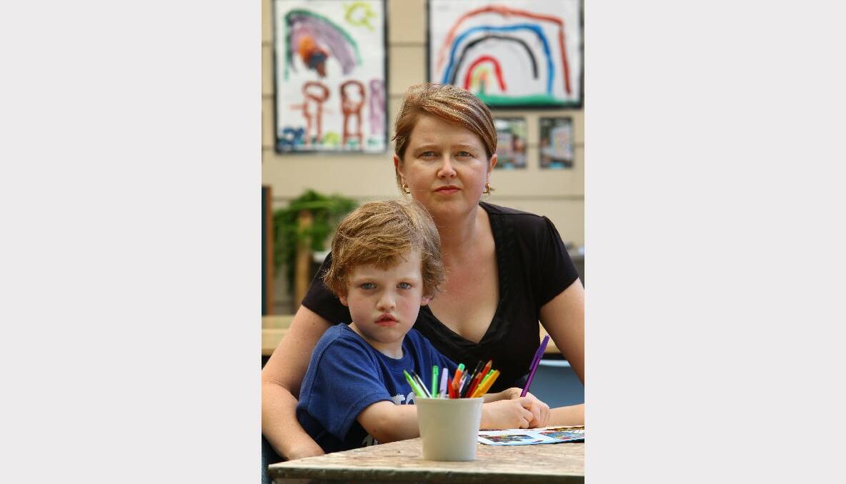 Anthea Roberts with her five-year-old son Sam. Picture: KEN ROBERTSON
