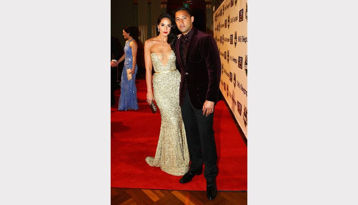 Wests Tigers' Benji Marshall with his partner Zoe Balbi. Picture: GETTY IMAGES