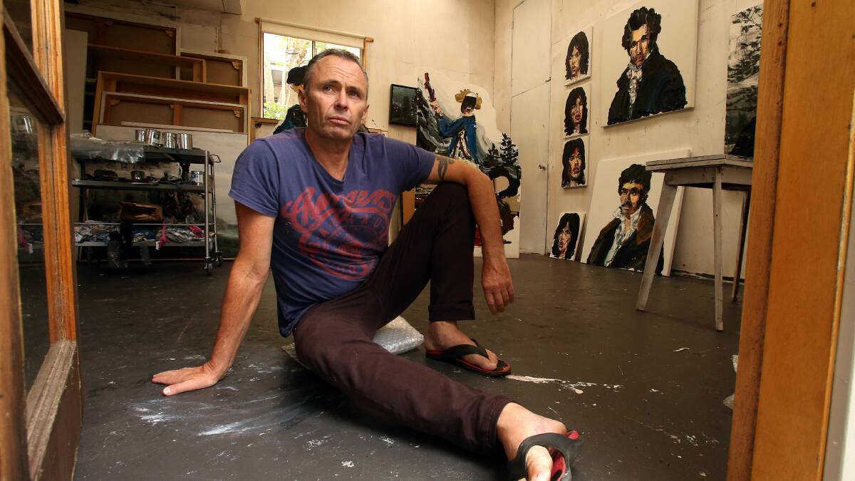 Thirroul artist Paul Ryan in his studio. Pictures: KIRK GILMOUR