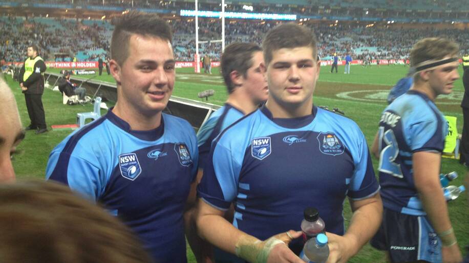 Blake Lawrie: Rugby league. Pictured celebrating with the NSW teamafter their 30-0 win over Queensland U16s at ANZ Stadium. 