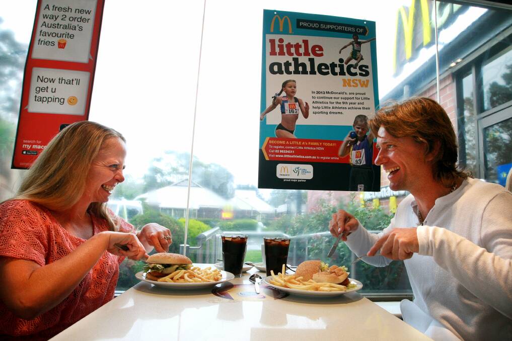 Cindy and John Rymer, of Warilla, enjoy table service at McDonald's. Picture: SYLVIA LIBER