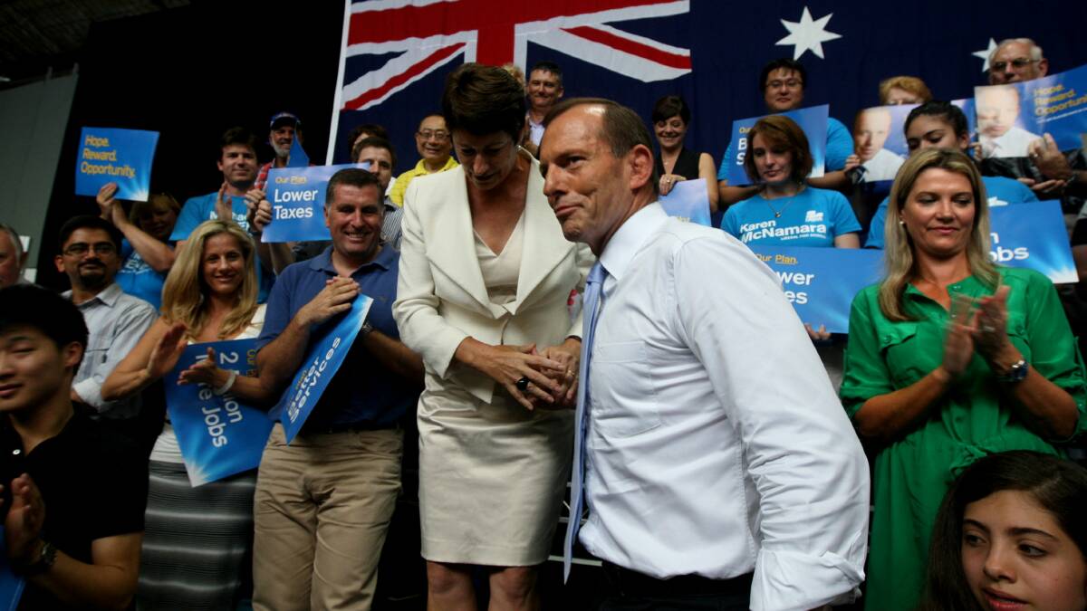 Tony Abbott with his Margie at an election rally in Auburn last weekend. Picture: DEAN SEWELL