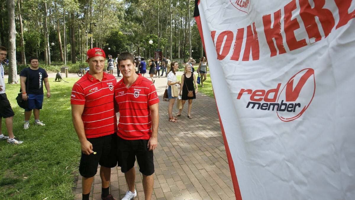 Enforcer Jack de Belin and Charly Runciman at the University of Wollongong. Picture: DAVE TEASE
