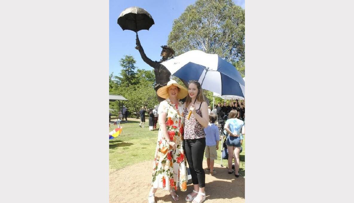 Harriet Treadwell and Rose Treadwell at the unveiling of the statue in Bowral.