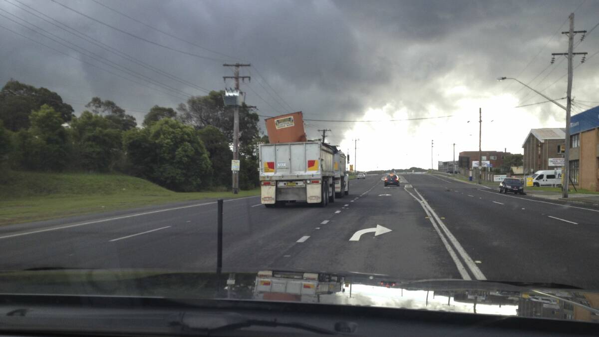 An Illawarra truckie spotted with their load sticking out on the Princes Highway. Picture supplied.