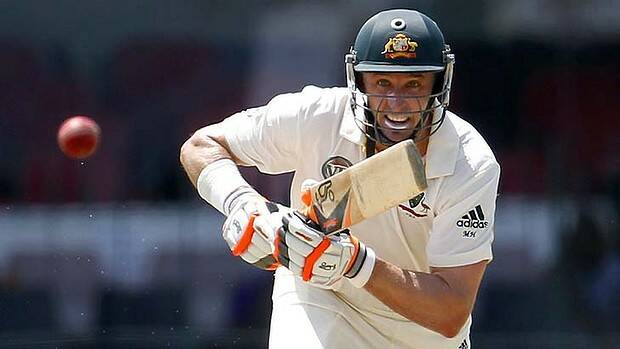 Michael Hussey is all concentration during a match against Sri Lanka. Photo: AP