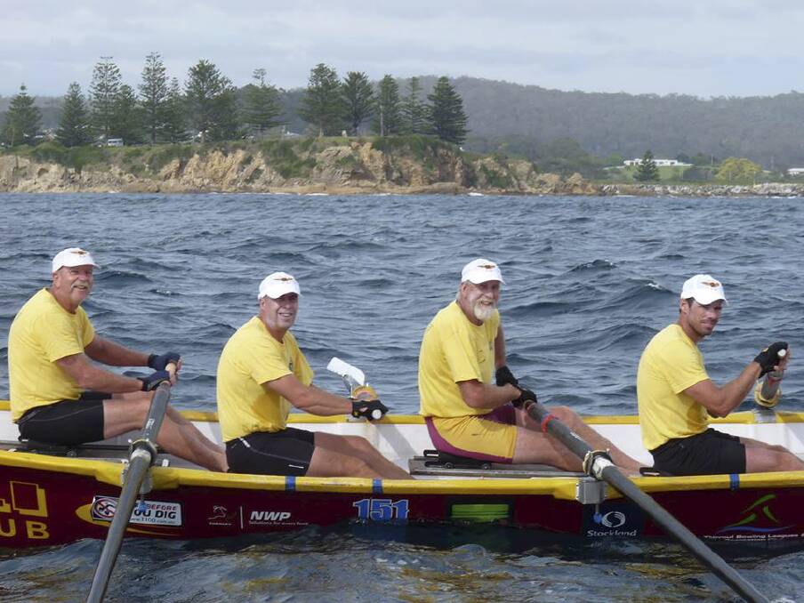 The Bulli Vets crew getting ready for the start of Day 5 at Bermagui. Picture: KIMBERLEY GRANGER