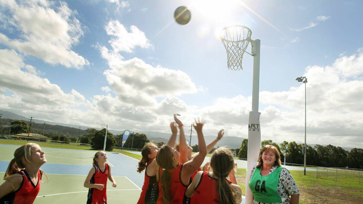 Netballers took to the new courts on Thursday under the watchful eye of Marianne Saliba. Picture: SYLVIA LIBER