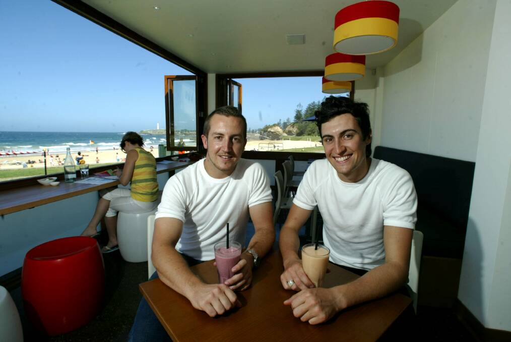 Brothers Stan (left) and Aaron Crinis celebrate the opening of their new North Beach cafe Diggies.