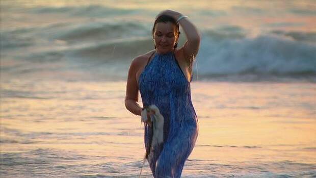 Schapelle Corby pictured in a Sunday Night exclusive at Seminyak beach for her first swim since her release from prison. Picture: Seven Network
