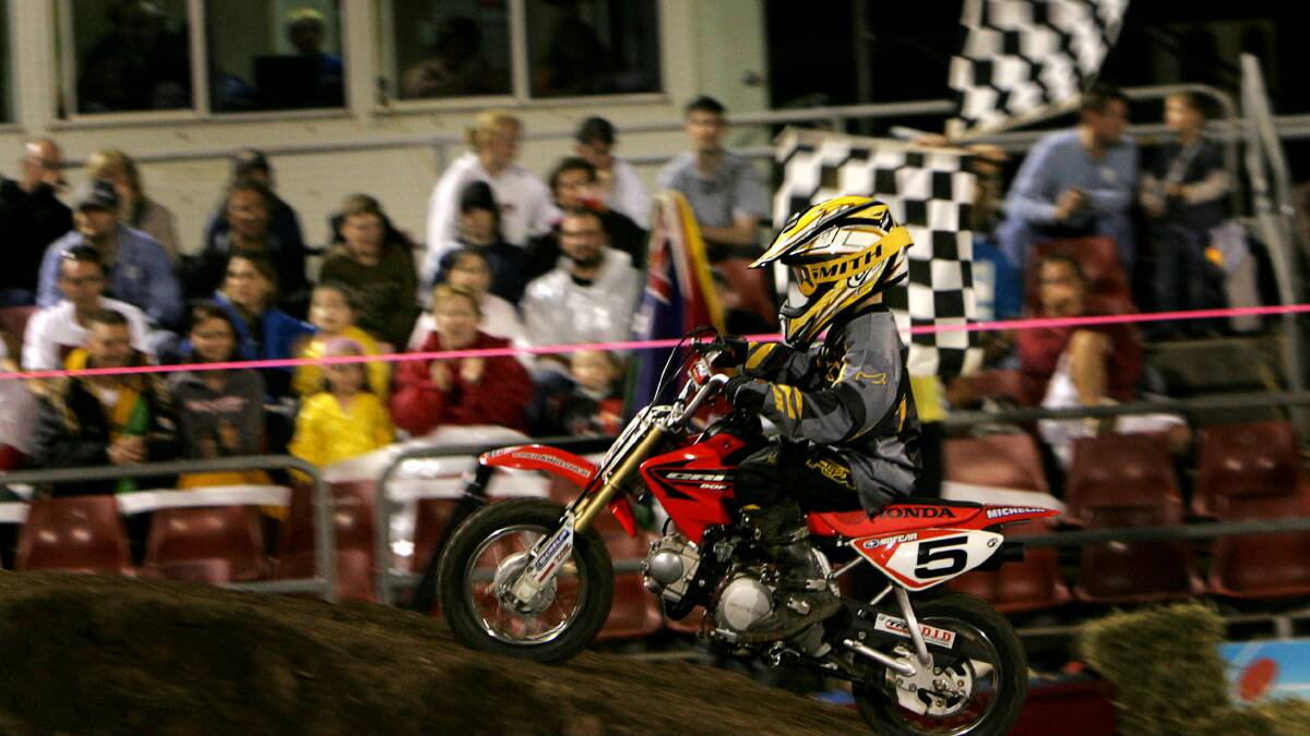 Luca competing in the 50cc Class at Win Stadium.