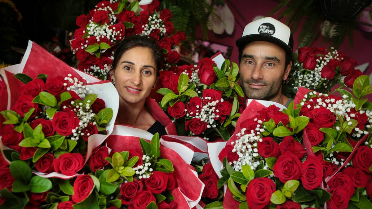 Patti Makowski and Mick Astas from Bunches florist in Wollongong. Picture: ADAM McLEAN