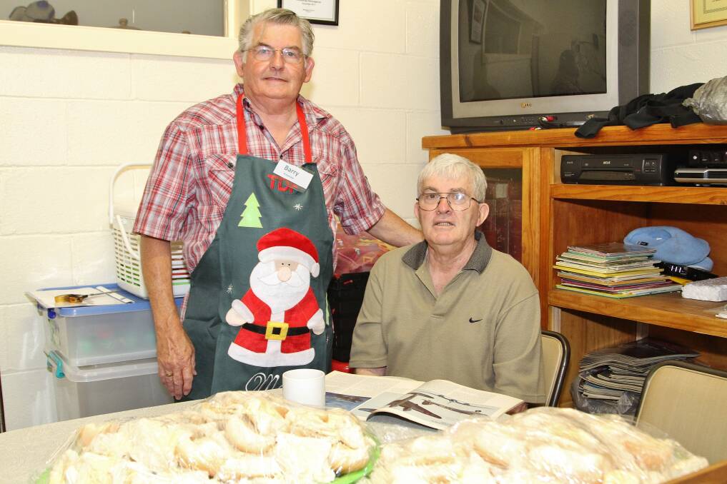 Barry Young and Allan Hurrill at the DENNY Foundation's Christmas Day lunch. Picture: GREG ELLIS