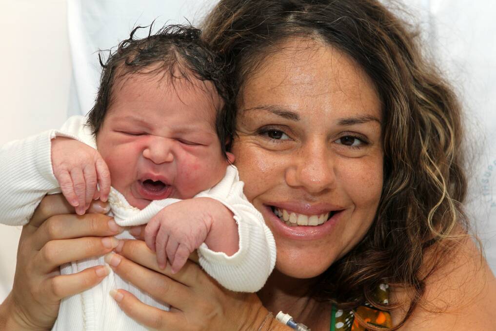 Wollongong's first baby of 2013 Rumi Vassilakoglou with his mum Leila. Picture: GREG TOTMAN