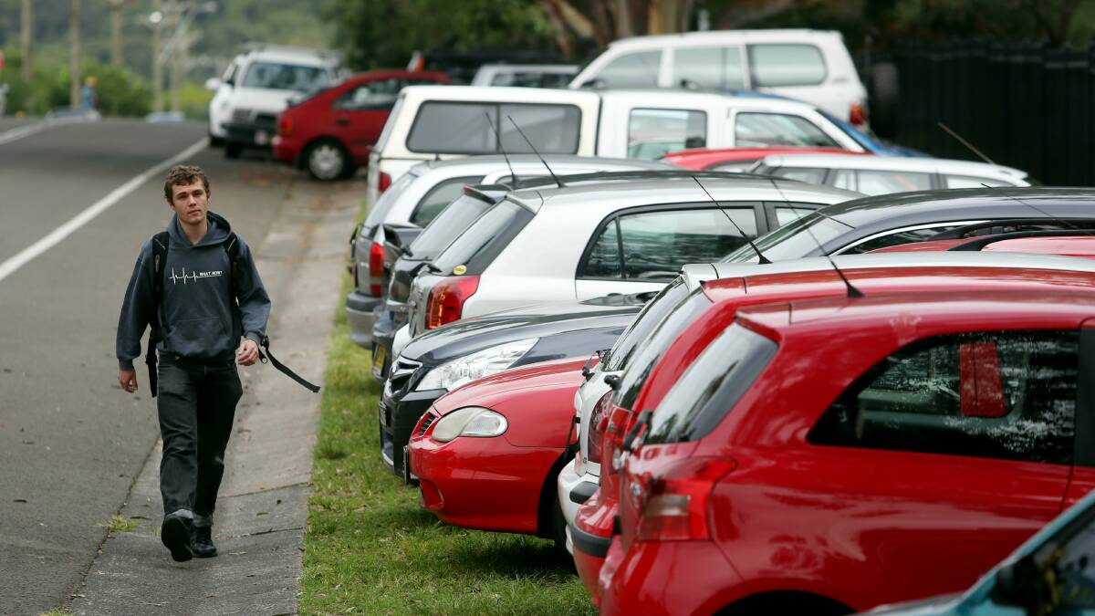 UOW student Davy Conacher, who parks several blocks away and then walks. Picture: ROBERT PEET
