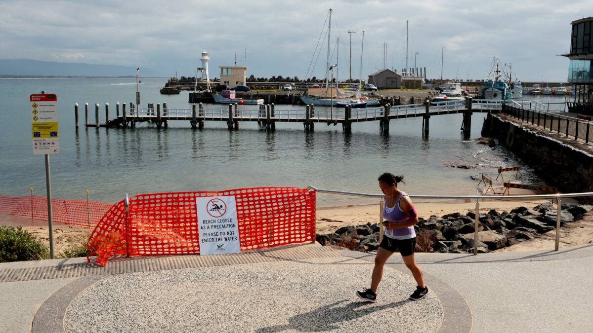 Signs advised swimmers to avoid the water at Wollongong Harbour. Picture: ADAM McLEAN