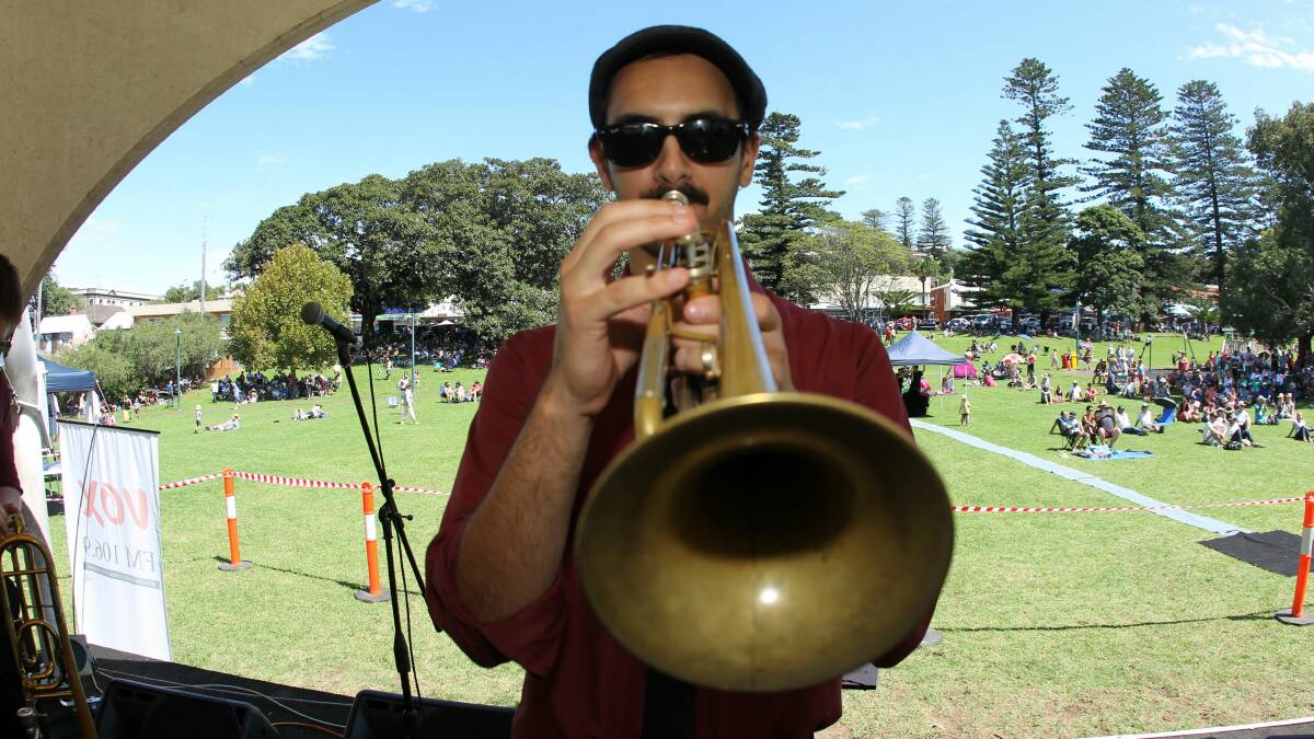 Travis Woods from Shirazz plays at the Kiama Jazz and Blues festival. Picture: GREG TOTMAN
