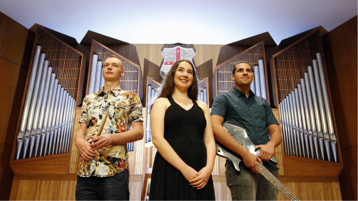 Harrison Keyte, Kathleen Morgan and Jeremy Shalal are involved in the Illawarra Youth Arts Project. Picture: ANDY ZAKELI