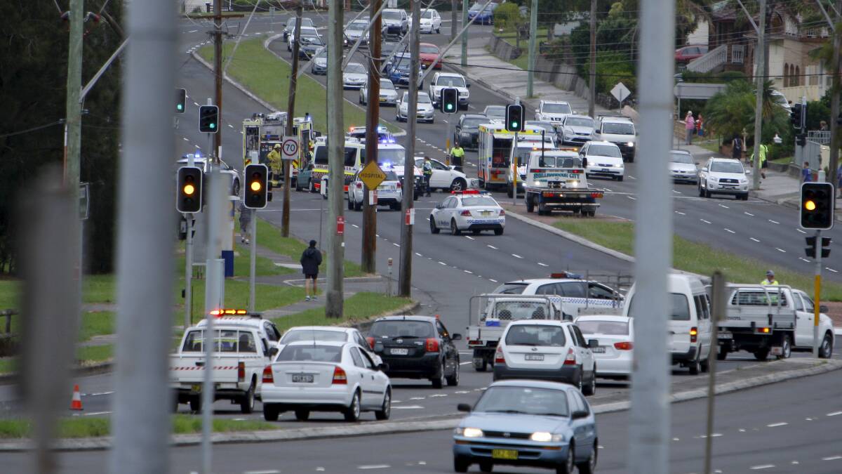 Emergency services at the scene of the accident in Mount Warrigal.