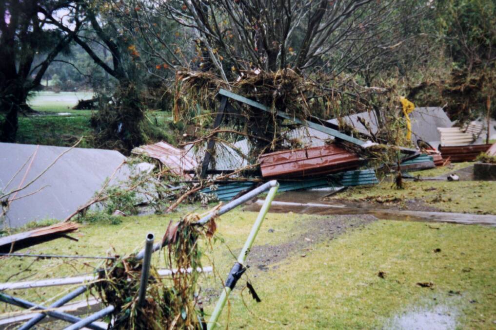 The Diggles’ property at Colgong Crescent, Towradgi, after it was damaged by the August 1998 deluge.