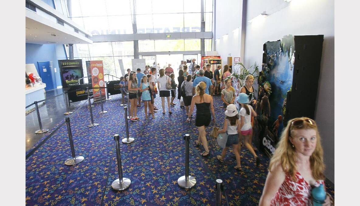 Moviegoers dodge the heat at the Greater Union in Shellharbour.