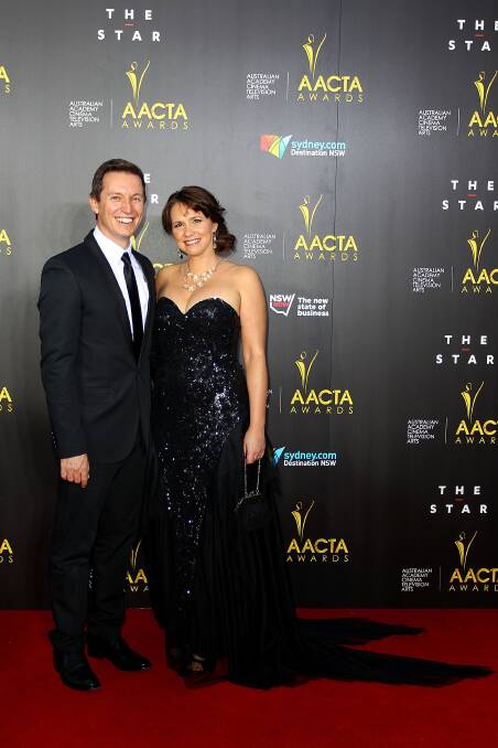 Rove McManus and Tasma Walton at the AACTA Awards. Picture: GETTY IMAGES