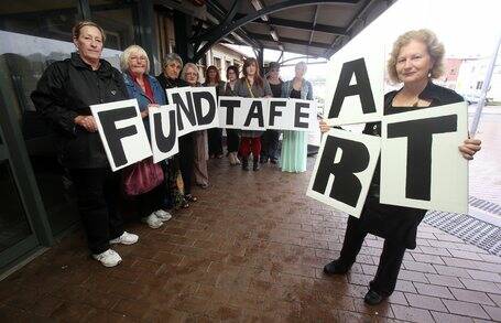 TAFE Illawarra arts students on the way to the Save Art in TAFE rally in November.