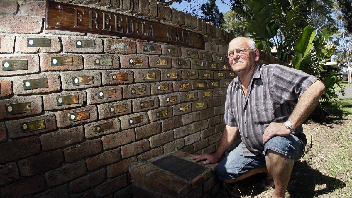 Warilla RSL Sub-Branch president Don Briggs at the Freedom Wall and Peace Grove. Picture: ANDY ZAKELI