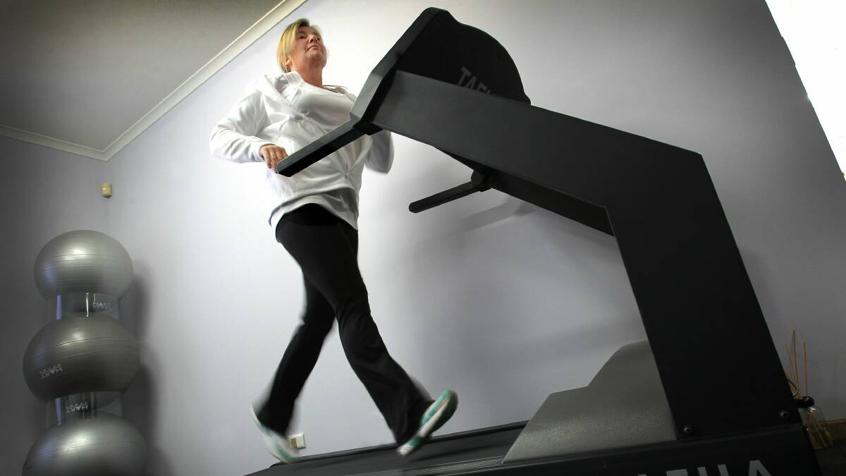 Sharon Allsopp works out on treadmill. Picture: ORLANDO CHIODO