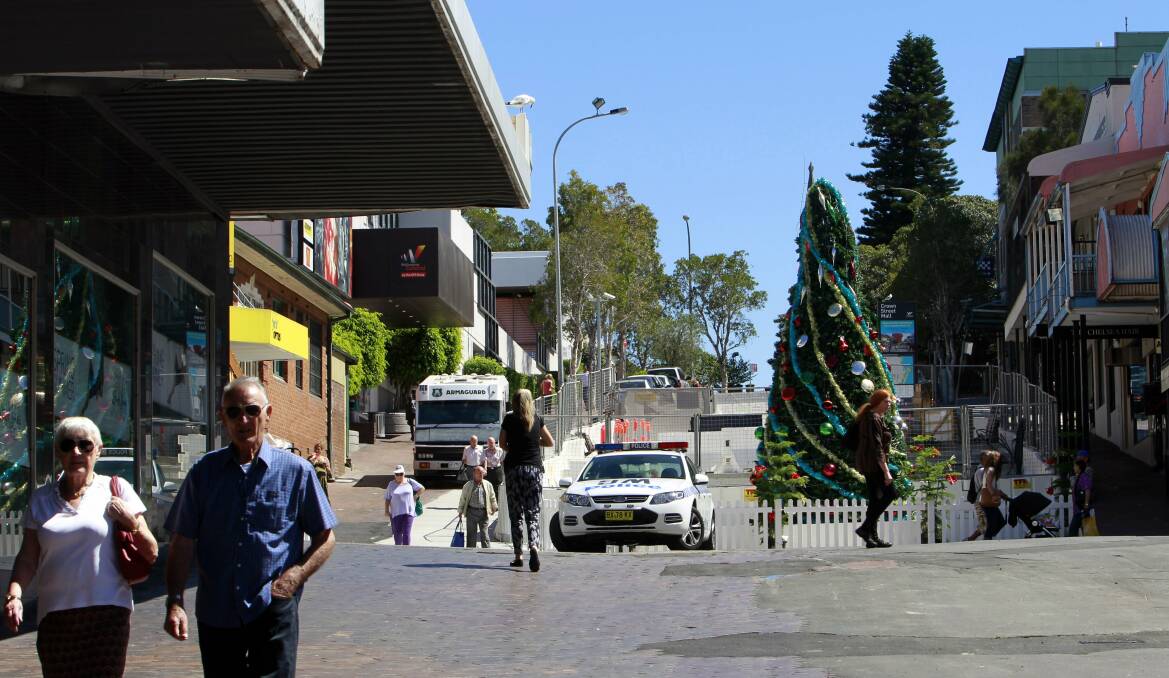 Wollongong police raise their profile in Wollongong's Crown Street Mall. Picture: ANDY ZAKELI